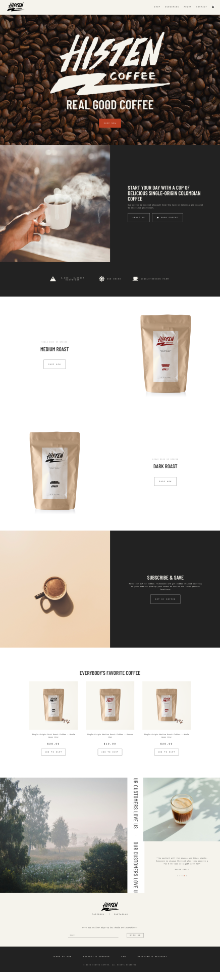histen coffee website design